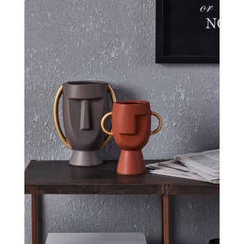 Vaza decorativa ceramica RADISSON, maro ruginiu/auriu, 421004 - 1