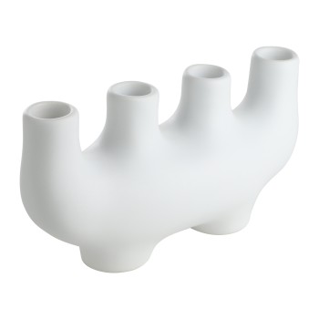 Vaza decorativa ceramica AMBILOBE, alb, 421245 - 1