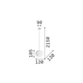 Pendul IDEAL LUX COTTON D13 297781, finisaj alb, abajur sticla