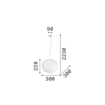 Pendul IDEAL LUX COTTON D30 297767, finisaj alb, abajur sticla