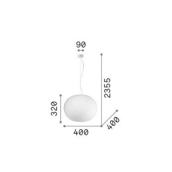 Pendul IDEAL LUX COTTON D40 327884, finisaj alb, abajur sticla