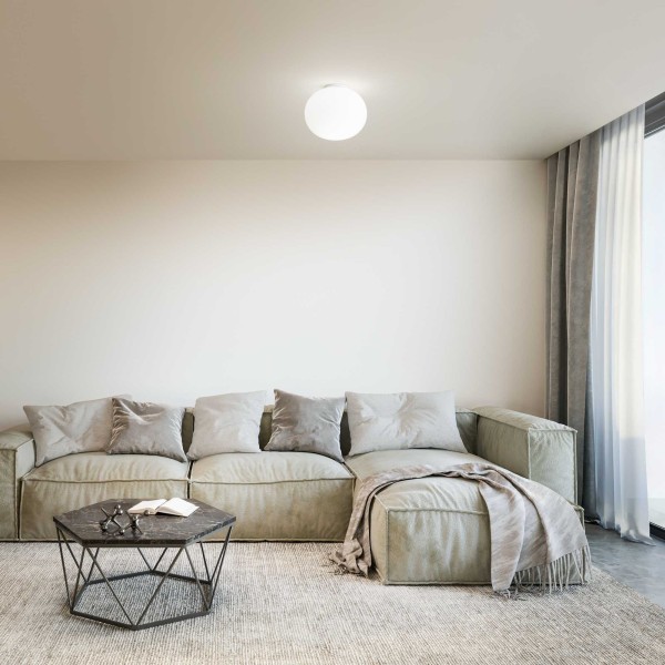 Plafoniera IDEAL LUX COTTON D30 297743, finisaj alb, abajur sticla