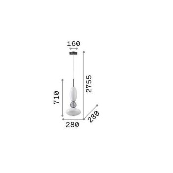 Pendul IDEAL LUX LUMIERE-1 314143, LED 27W, finisaj negru, abajur sticla alba