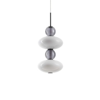 Pendul IDEAL LUX LUMIERE-2 314167, LED 34W, finisaj negru, abajur sticla alba