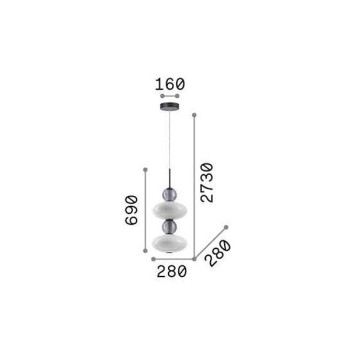 Pendul IDEAL LUX LUMIERE-2 314167, LED 34W, finisaj negru, abajur sticla alba