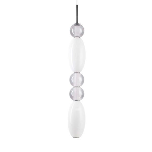 Pendul IDEAL LUX LUMIERE-3 314174, LED 39W, finisaj negru, abajur sticla alba