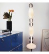 Lampadar IDEAL LUX LUMIERE 314198, LED 58W, finisaj negru, abajur sticla alba