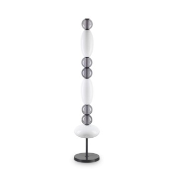 Lampadar IDEAL LUX LUMIERE 314198, LED 58W, finisaj negru, abajur sticla alba