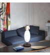 Lampa de masa IDEAL LUX LUMIERE 314204, LED 18W, finisaj negru, abajur sticla alba