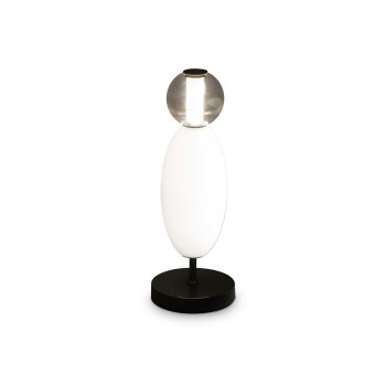 Lampa de masa IDEAL LUX LUMIERE 314204, LED 18W, finisaj negru, abajur sticla alba