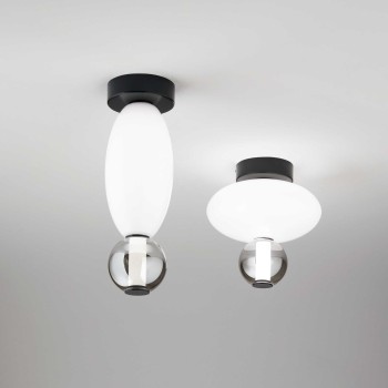 Plafoniera IDEAL LUX LUMIERE-1 314235, LED 18W, finisaj negru, abajur sticla alba
