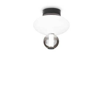 Plafoniera IDEAL LUX LUMIERE-2 314228, LED 18W, finisaj negru, abajur sticla alba