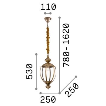 Pendul IDEAL LUX NORMA SP1 005911, bronz cu abajur sticla