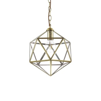Pendul IDEAL LUX DECA 168852, D28, finisaj bronz cu abajur sticla