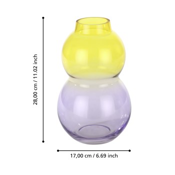 Vaza decorativa sticla BEVATO, galben, violet, 421353 - 1