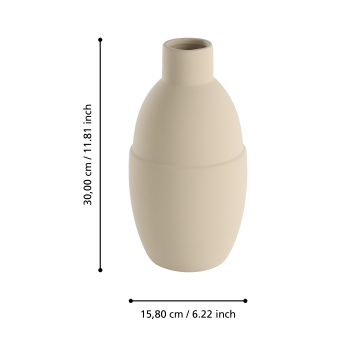 Vaza decorativa ceramica LYAGLAN, nisipiu, 421404