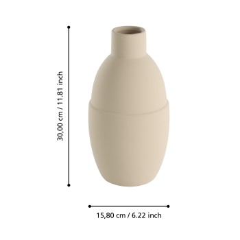 Vaza decorativa ceramica LYAGLAN, nisipiu, 421404 - 1