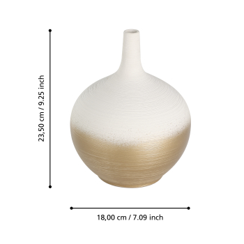 Vaza decorativa ceramica SARYKSU, aur alb, 421413