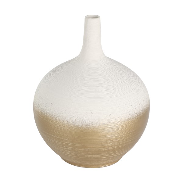Vaza decorativa ceramica SARYKSU, aur alb, 421413 - 1