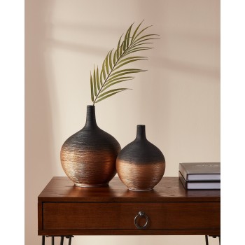 Vaza decorativa ceramica SARYKSU, aur negru, 421414 - 1