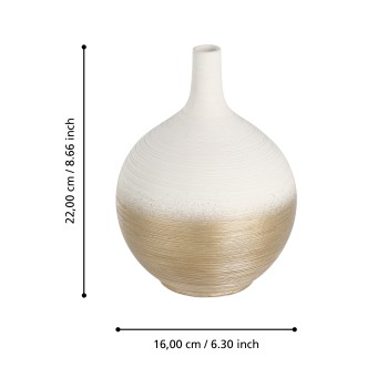 Vaza decorativa ceramica SARYKSU, aur alb, 421415 - 1