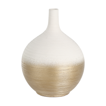 Vaza decorativa ceramica SARYKSU, aur alb, 421415