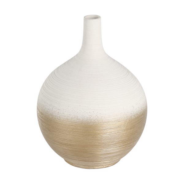 Vaza decorativa ceramica SARYKSU, aur alb, 421415 - 1