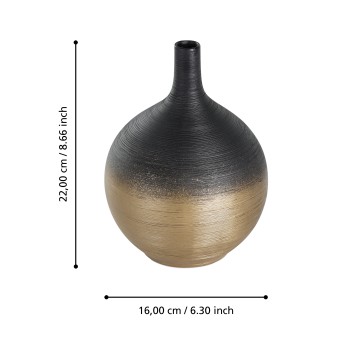 Vaza decorativa ceramica SARYKSU, aur negru, 421416 - 1