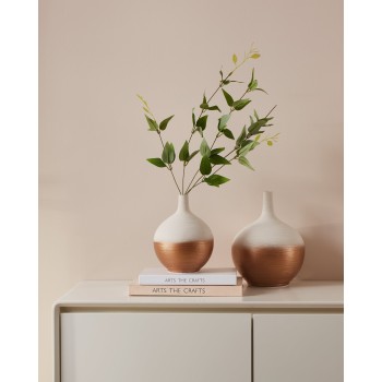 Vaza decorativa ceramica SARYKSU, aur alb, 421417 - 1