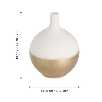 Vaza decorativa ceramica SARYKSU, aur alb, 421417 - 1
