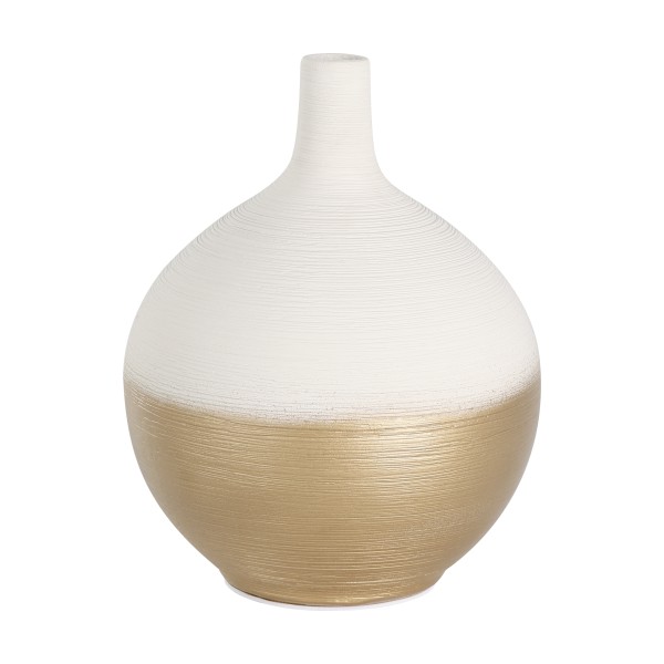 Vaza decorativa ceramica SARYKSU, aur alb, 421417 - 1