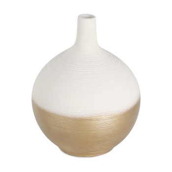 Vaza decorativa ceramica SARYKSU, aur alb, 421417 - 1