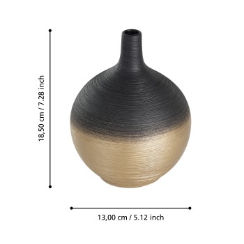 Vaza decorativa ceramica SARYKSU, aur negru, 421418 - 1
