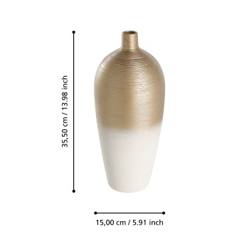 Vaza decorativa ceramica SARYKSU, aur alb, 421419 - 1