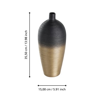Vaza decorativa ceramica SARYKSU, aur negru, 421421 - 1
