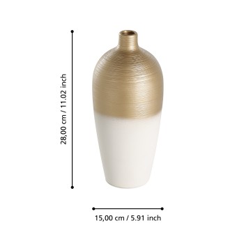 Vaza decorativa ceramica SARYKSU, aur alb, 421422 - 1