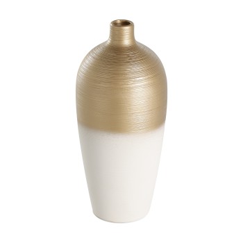 Vaza decorativa ceramica SARYKSU, aur alb, 421422 - 1