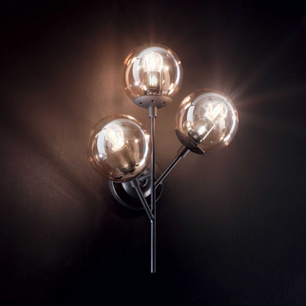 Aplica KEPLER AP3 187006 Ideal Lux, E27, 3x40W, negru - 1