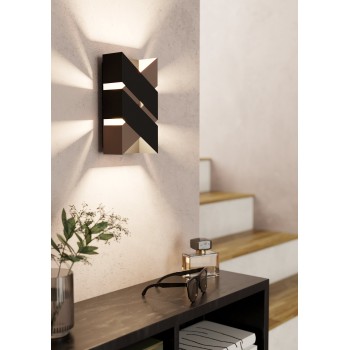 Aplica GURARE 99689 EGLO, LED 2X2.5W, 360lm, 3000K, Otel, Negru, Maro - 1