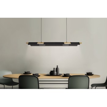 Lustra ERMUA 98836 EGLO, LED 27W, 3850lm, 3000K, Otel, Lemn, Negru, Maro, Plastic, Alb - 1