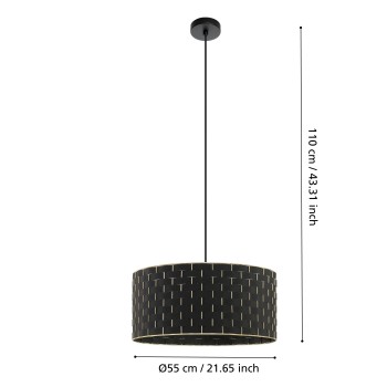 Pendul MARASALES 99525 EGLO , E27 1x40W, Otel, Negru, Tesatura, Negru, Alama - 1