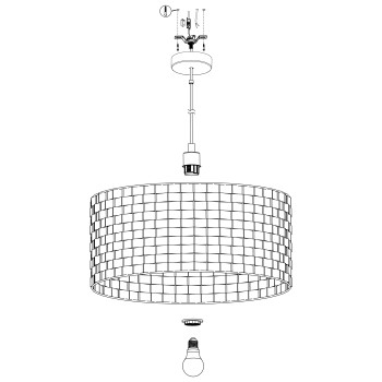 Pendul MARASALES 99525 EGLO , E27 1x40W, Otel, Negru, Tesatura, Negru, Alama - 1