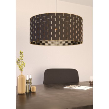 Pendul MARASALES 99525 EGLO , E27 1x40W, Otel, Negru, Tesatura, Negru, Alama - 1