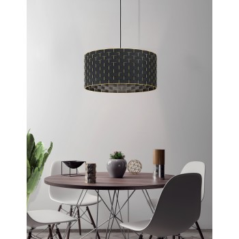 Pendul MARASALES 99525 EGLO , E27 1x40W, Otel, Negru, Tesatura, Negru, Alama - 1
