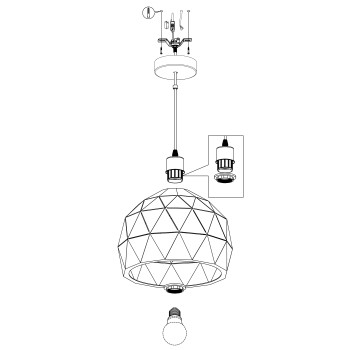 Pendul ROCCAFORTE 97855 EGLO, D40, E27 60W, otel-alb - 1