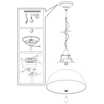 Pendul vintage GRANTHAM 1 49819 Eglo, maro antichizat - 1