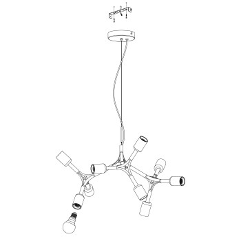 Pendul modern BOCADELLA 98346 Eglo, E27, 9x60W, negru - 1