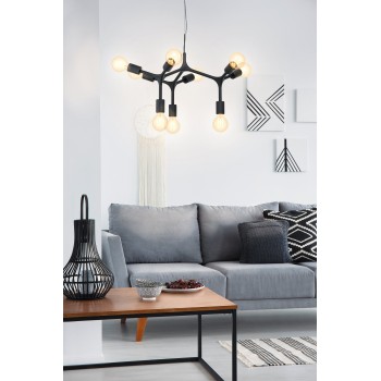 Pendul modern BOCADELLA 98346 Eglo, E27, 9x60W, negru - 1