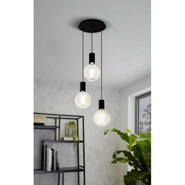 Lustra POZUETA 98663 EGLO, D33, E27 3x60W, otel-negru - 1
