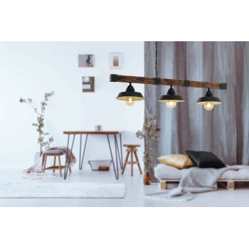 Lustra Oldbury - 49685 Eglo, 3xE27, stil scandinav, maro rustic-negru - 1